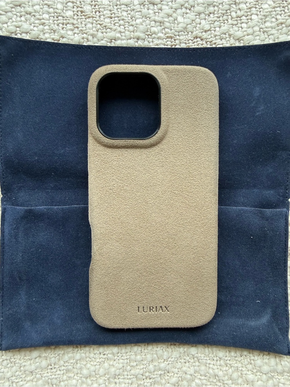 Luriax Tan Suede-Like Protective Phone Case IPhone 16 Pro Max